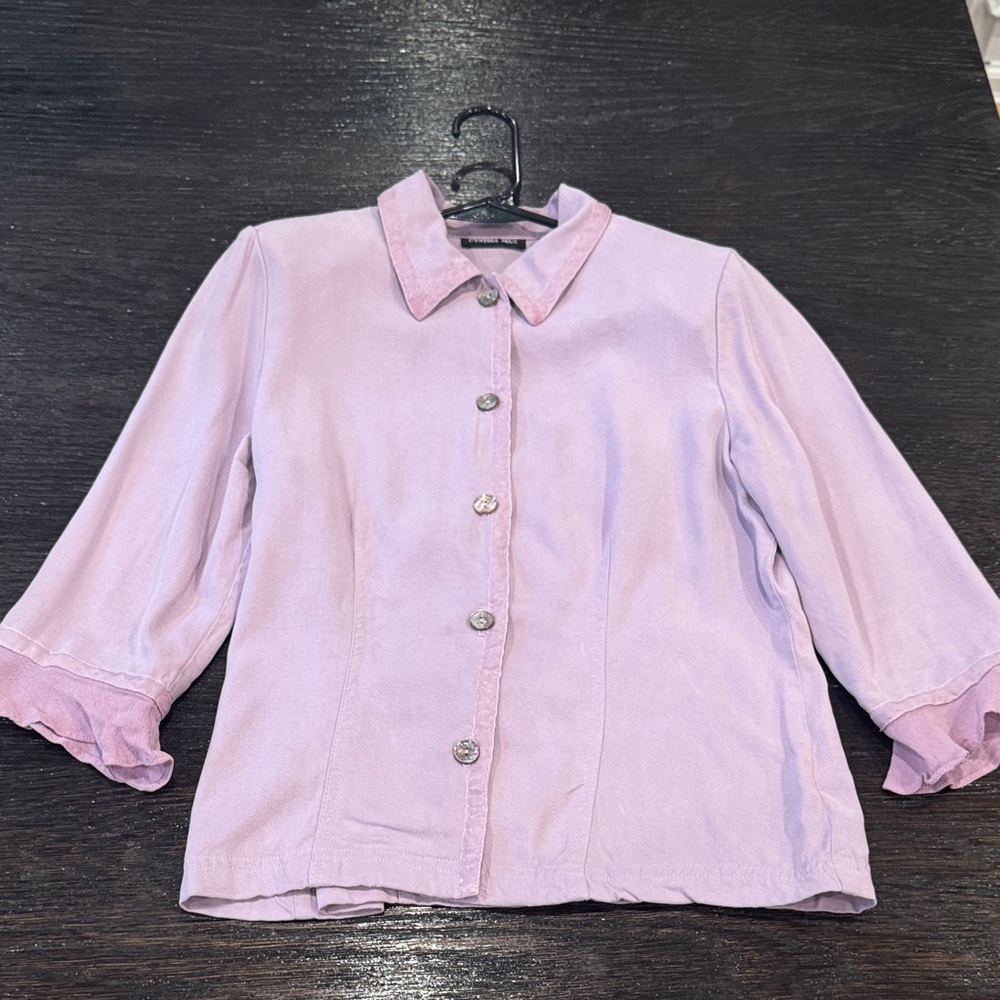 Vintage Lavender Button-Up Blouse